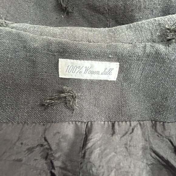 Ann May Womens Black Cropped Blazer Jacket 100% Silk Textured Open Front Size 14 - Picture 3 of 7